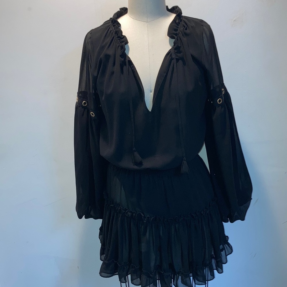 Misa Black Flowy Long Sleeve Dress size XS